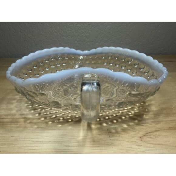 Vintage Moonstone Hobnail Opalescent Nappy Dish Anchor Hocking Trinket Candy 6” - Picture 2 of 13